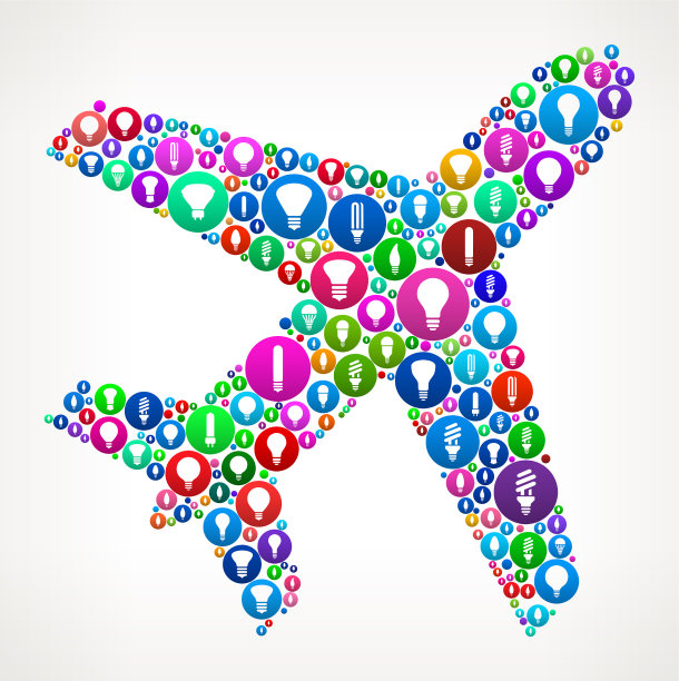 飞机灯泡矢量图标图案图片下载