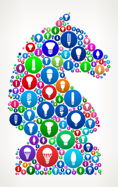 象棋骑士灯泡矢量图标模式图片下载