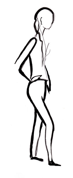 女孩的即时素描素材图片