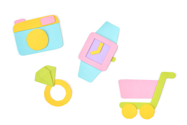 在白色背景上剪购物纸图片下载