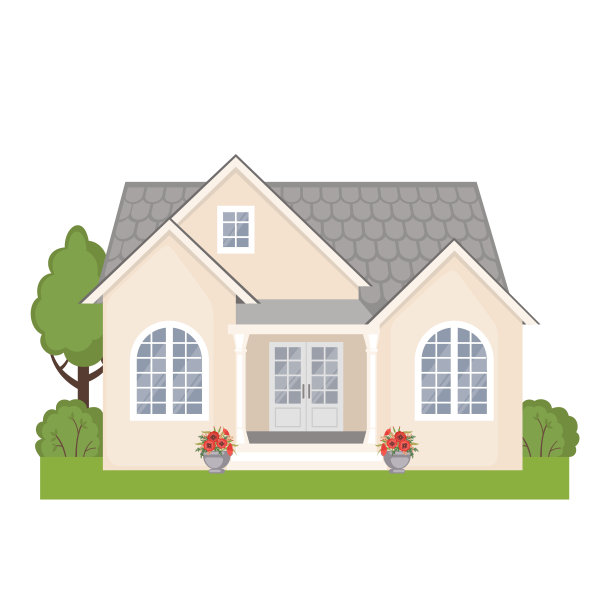 色彩丰富的农舍图标在平坦的风格。图片下载