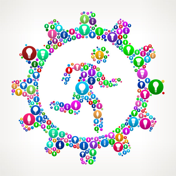 Stick Figure跑步齿轮灯泡矢量图标模式图片下载