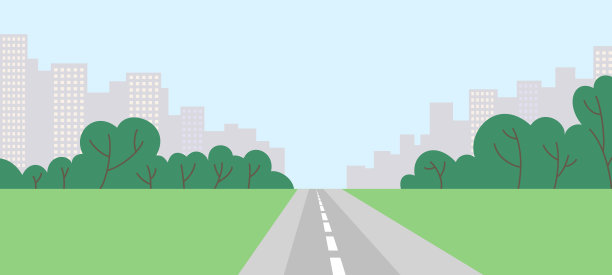 抽象的城市景观，有树木，道路和田野图片下载