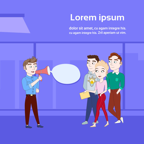 商人在用扩音器向团队发表声明素材图片