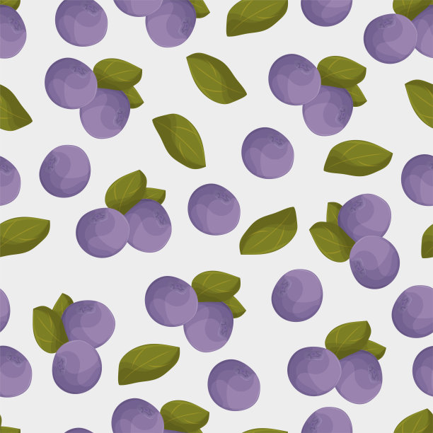 蓝莓无缝矢量模式。五颜六色的蓝莓0绿叶图片下载
