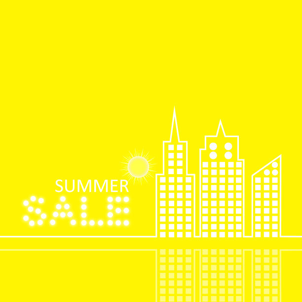 平面设计风格的抽象小镇复古夏季销售矢量图图片下载