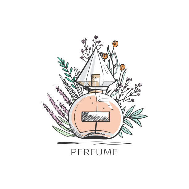 香水玻璃瓶和鲜花图片下载