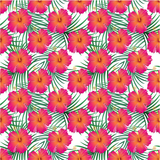 热带设计模板与文本复制空间-自然花/叶无缝模式的背景图片下载