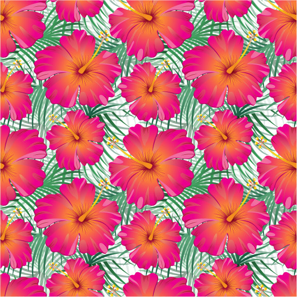 热带设计模板与文本复制空间-自然花/叶无缝模式的背景图片下载