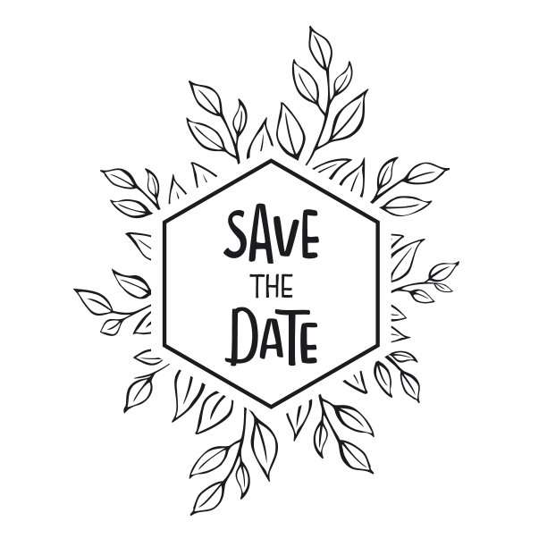 花叶，树枝，黑白框架农舍式模板图片下载