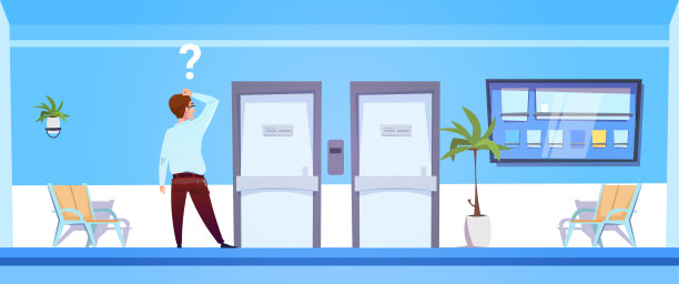 医院里的男人选择医生办公室门的思考素材图片