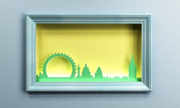 现代旅游理念的梦想，规划，回忆。城市轮廓墙框架3d渲染图像图片下载