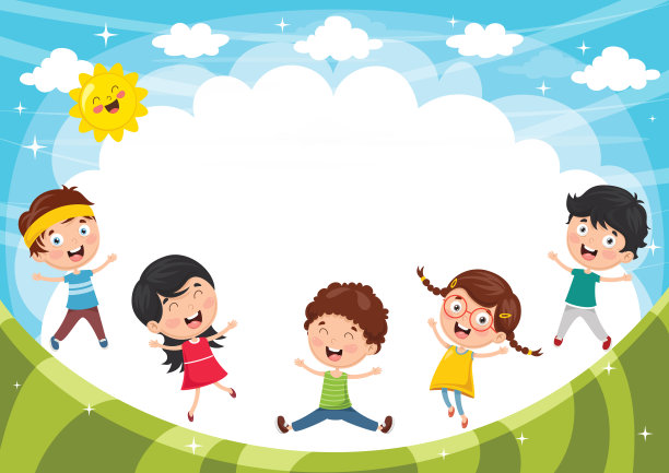 矢量插图的有趣的孩子在外面玩素材图片