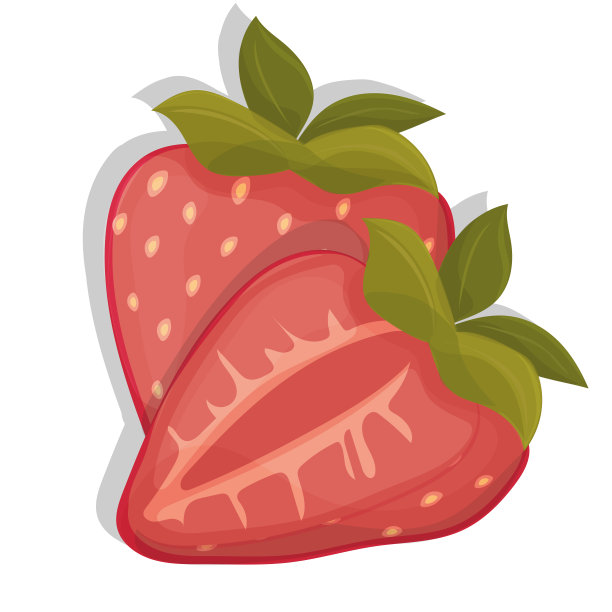 红莓草莓和半草莓，水果，透明图片下载