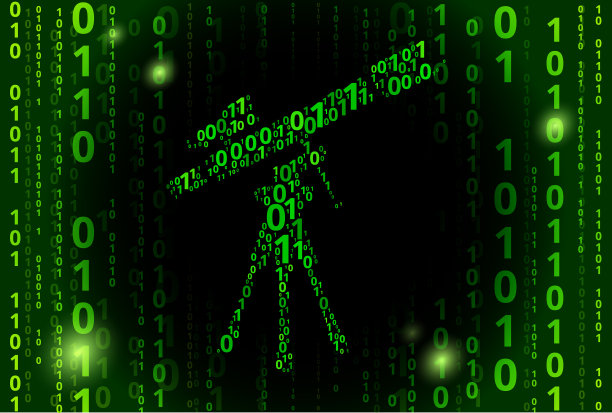 三脚架二进制码矢量模式背景上的望远镜和取景器范围图片下载