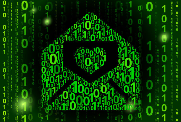 信封中的情书二进制码矢量模式背景图片下载