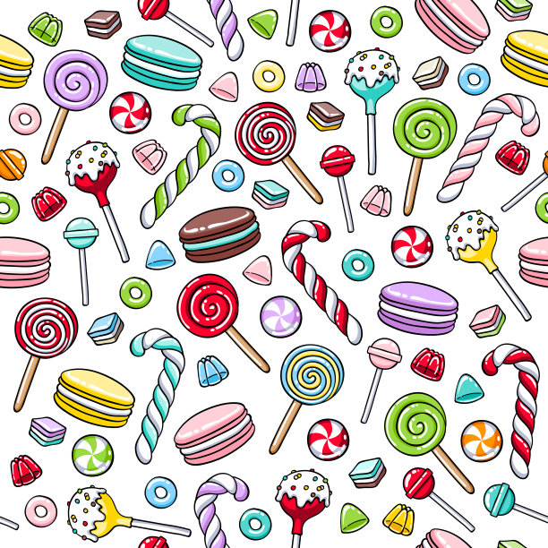 彩色糖果图标背景-矢量插图图片下载