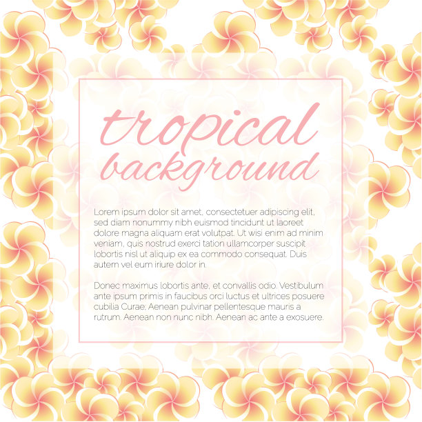 热带设计模板与文本复制空间-自然花/叶无缝模式的背景图片下载