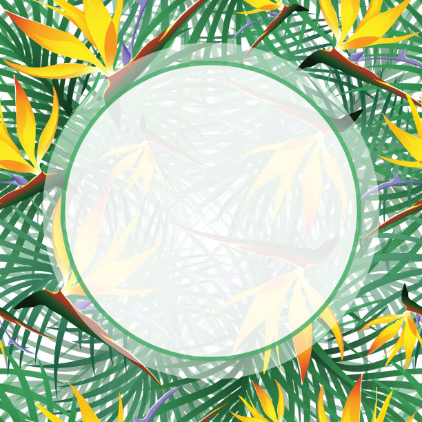 热带设计模板与文本复制空间-自然花/叶无缝模式的背景图片下载