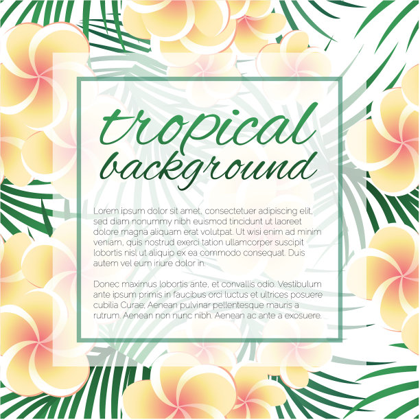 热带设计模板与文本复制空间-自然花/叶无缝模式的背景图片下载