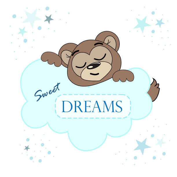 睡眠熊矢量插图。卡通打印。图片下载