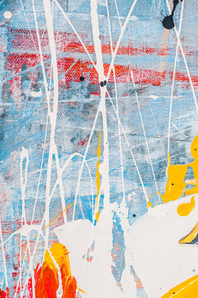 近距离的喷溅油画在抽象的多色背景图片下载