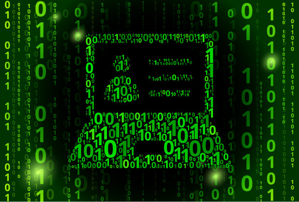 笔记本电脑和人的配置文件二进制代码向量模式背景图片下载