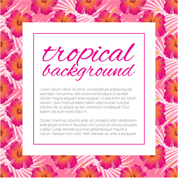热带设计模板与文本复制空间-自然花/叶无缝模式的背景图片下载