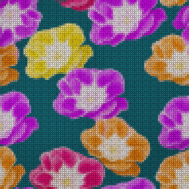 插图。十字绣。玫瑰,玫瑰花朵。无缝模式。图片下载