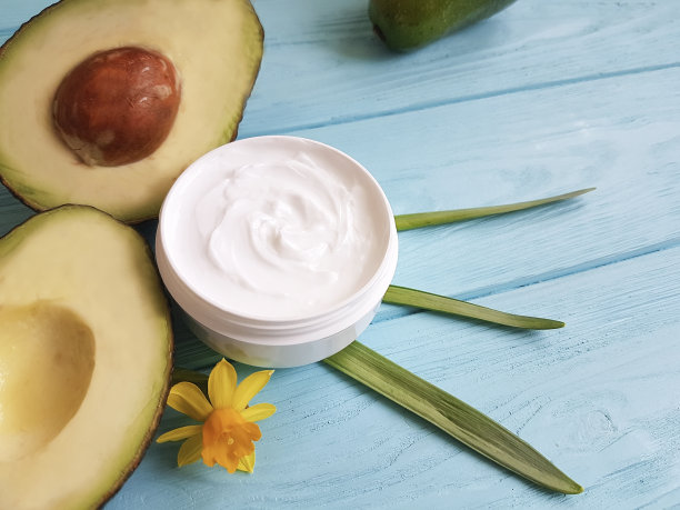 护肤霜鳄梨蓝木黄色花图片下载