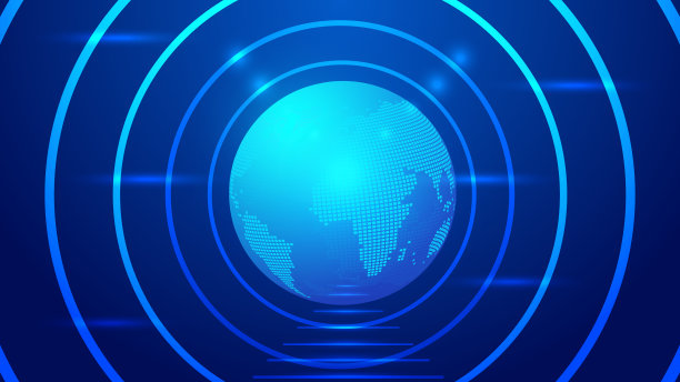 像素数字地球，透视空间，未来的蓝色世界网络技术矢量背景。素材图片