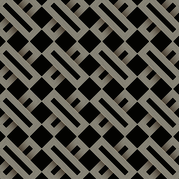 抽象几何复古背景图案灵感来自装饰艺术。由黄金线构成的矢量形状。图片下载