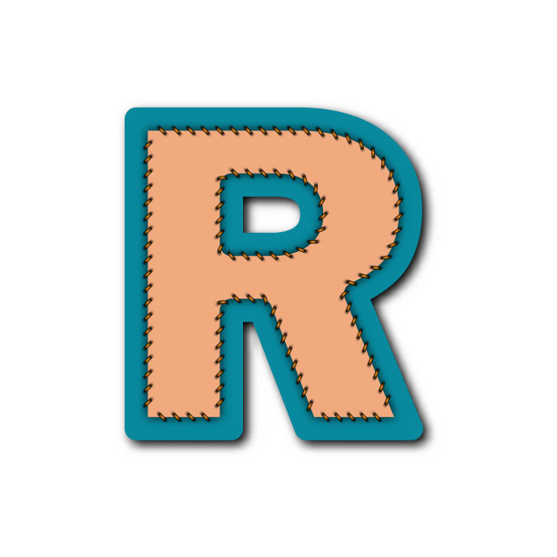 字母R字符在刺绣贴片概念矢量图形的创意设计图片下载