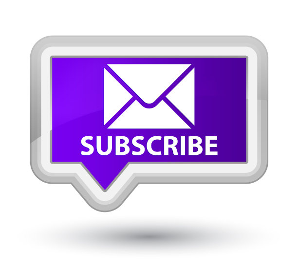订阅(电子邮件图标)首要紫色横幅按钮图片下载