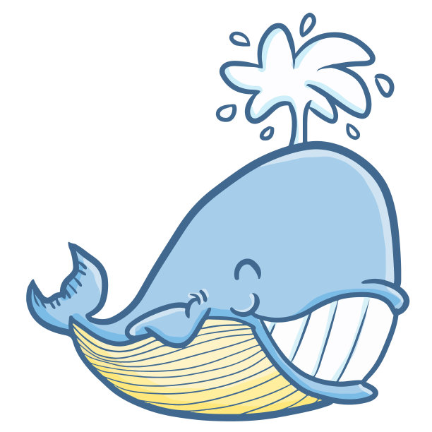 可爱的蓝鲸开心地笑着素材图片