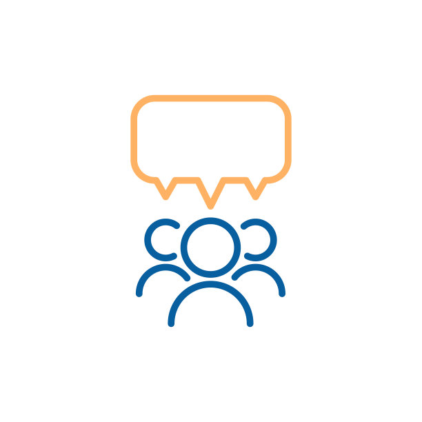 一组人用气泡演讲和辩论。矢量细线图标设计说明。素材图片