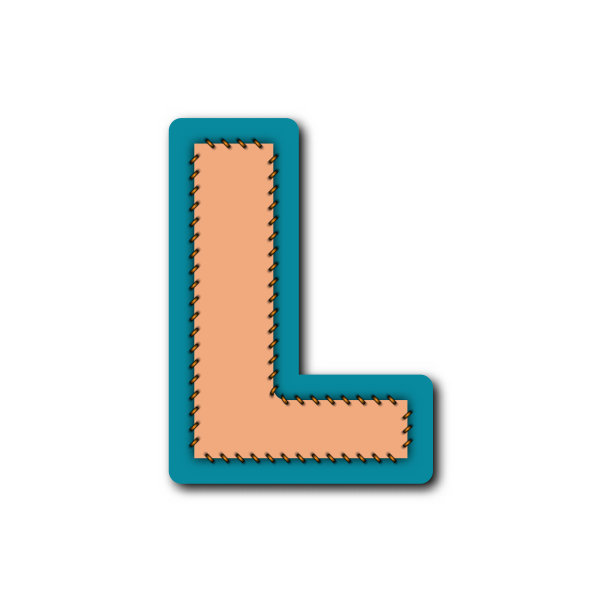 字母L字符在刺绣贴片概念为矢量图形的创意设计图片下载