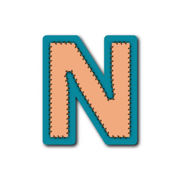 字母N字符在刺绣贴片概念矢量图形创意设计图片下载