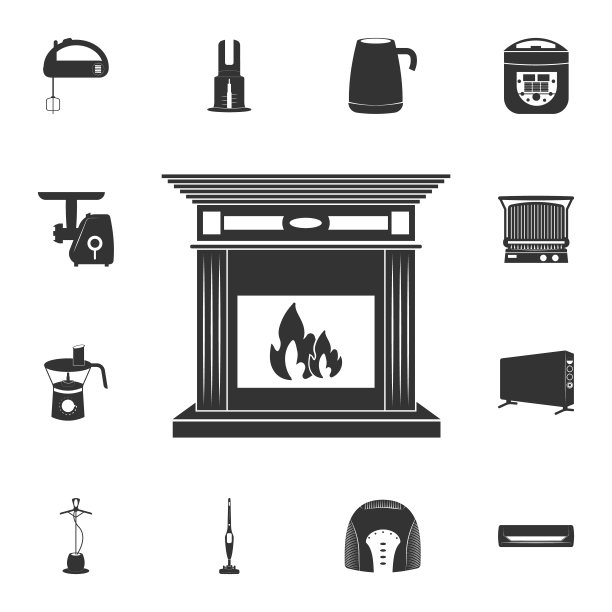 壁炉图标。详细的一套家居用品图标。优质的平面设计。收藏图标之一的网站，网页设计，移动应用程序图片下载