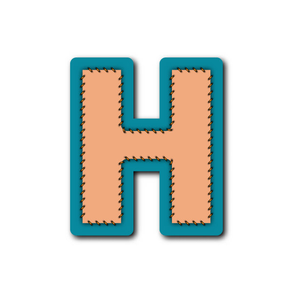 字母H字符在刺绣贴片概念为矢量图形的创意设计图片下载