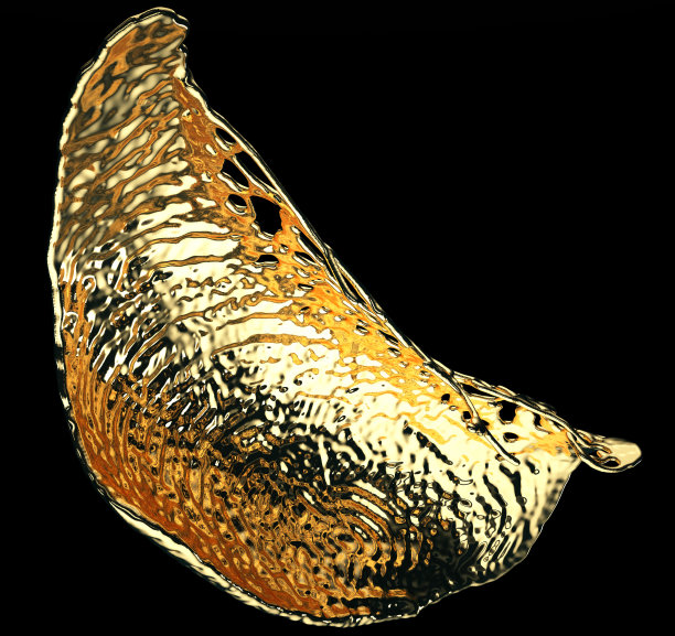 熔化的黄金或油溅孤立在黑色。3d渲染，3d插图图片下载