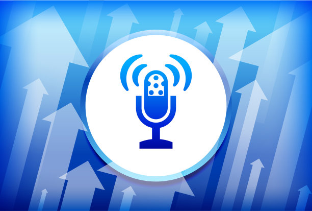 广播麦克风蓝色箭头背景图片下载