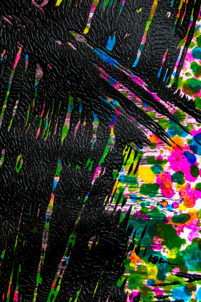 粗糙线黑色涂料与多色涂料背景抽象图片下载