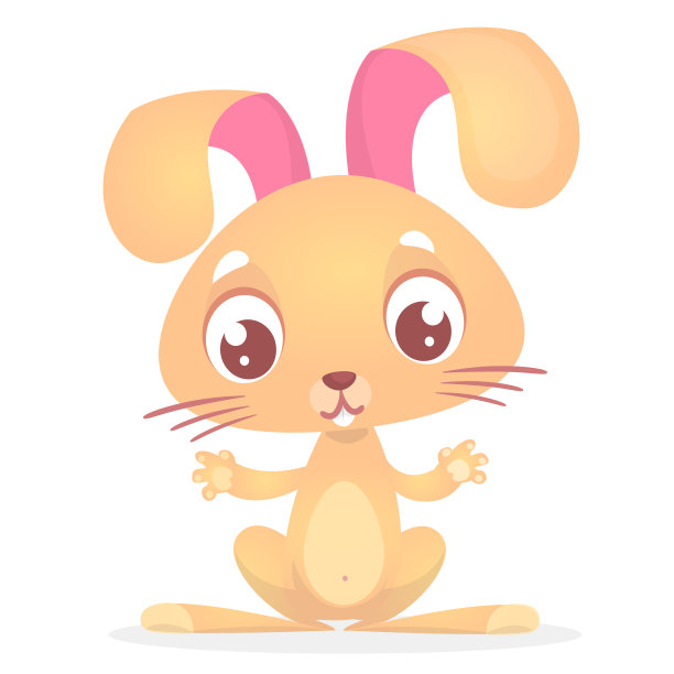 可爱的大耳朵卡通兔子。农场动物。矢量图图片下载