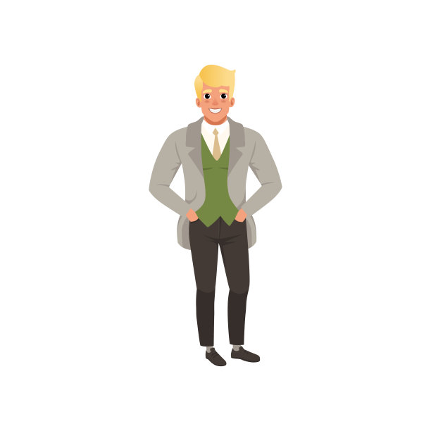 英俊的年轻人在时尚优雅的衣服矢量插图在一个白色的背景图片下载