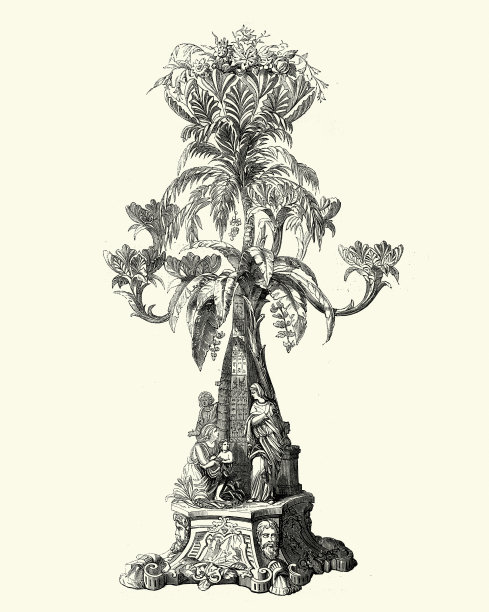 维多利亚时代的装饰，Epergne或中心装饰品，1850年代图片下载