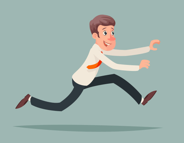 商人跑步匆忙赛跑匆忙速度赢家人物图标卡通设计矢量插图素材图片