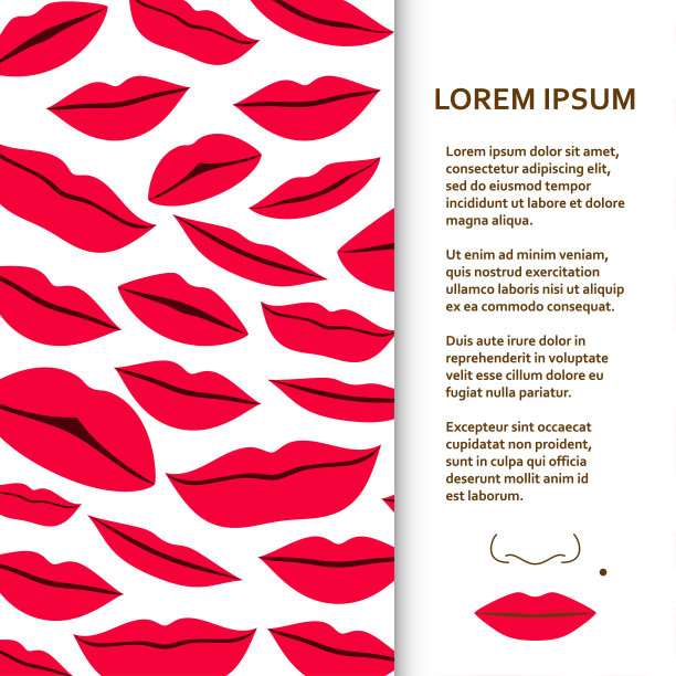 平面海报或旗帜模板与嘴唇素材图片