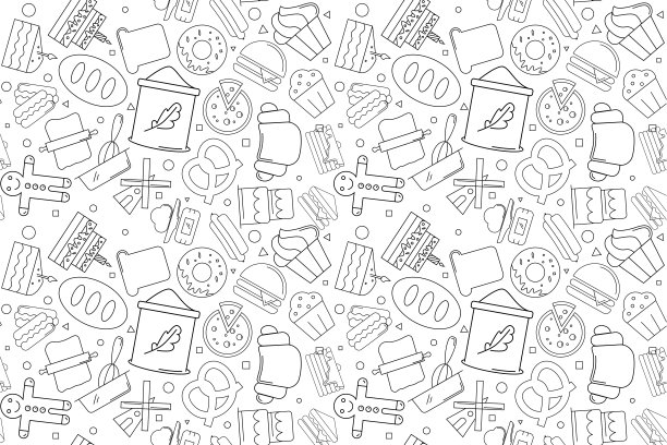 向量面包店的模式。面包店无缝的背景图片下载