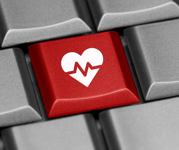 计算机键心带脉冲线素材图片